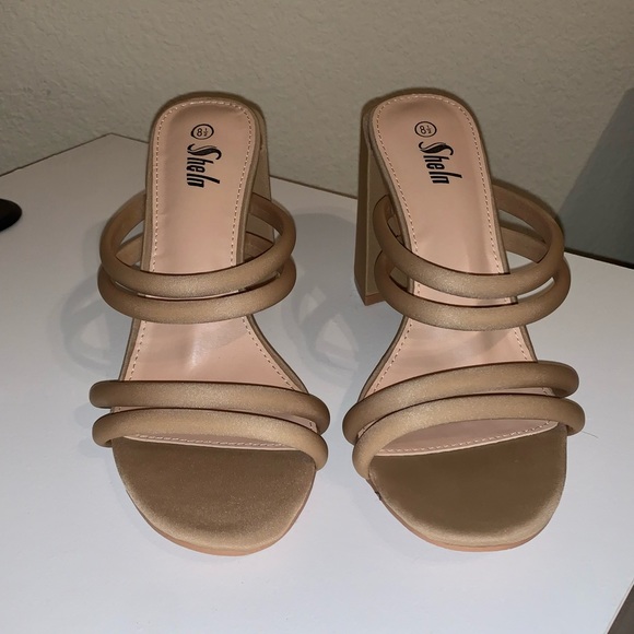 Nude Strappy Block Heels - Picture 4 of 6